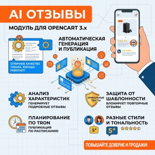 AI Генератор отзывов для OpenCart 3