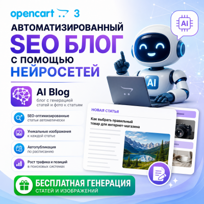 AI Blog — автоматический блог с нейросетью для OpenCart 3 - 1