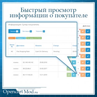 Быстрый просмотр информации о покупателе