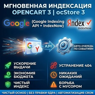 Автоматическая индексация (Google Indexing API + IndexNow) для OpenCart 3