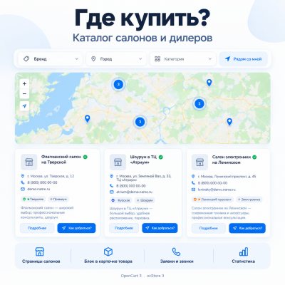 Где купить? - Каталог салонов и дилеров с картой, страницами салонов и статистикой - 1