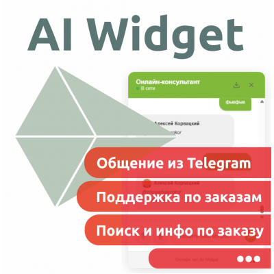 AI (ИИ) Widget (виджет) модуль виджета с ИИ, Telagram для OpenCart