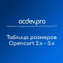 OCDEV.pro - Таблица размеров для Opencart 2.x - 3.x