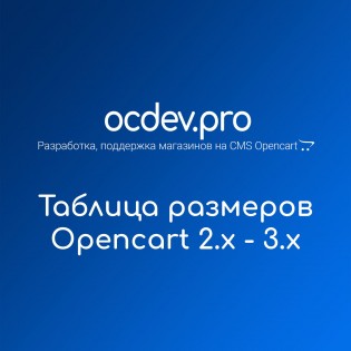 OCDEV.pro - Таблица размеров для Opencart 2.x - 3.x