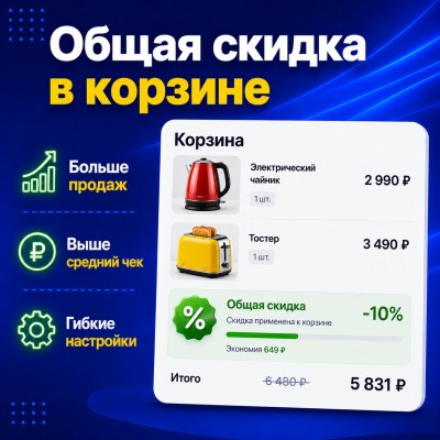 Общая скидка в корзине - 1