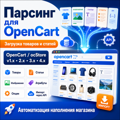 Парсинг для Opencart : загрузка товаров / статей, для Опенкарт, OcStore, v.1.x, 2.x, 3.x наполнение магазина - 1