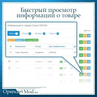 Быстрый просмотр информации о товаре