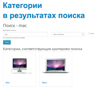 Категории в результатах поиска
