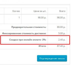 Скидка, Наценка для Методов Оплаты