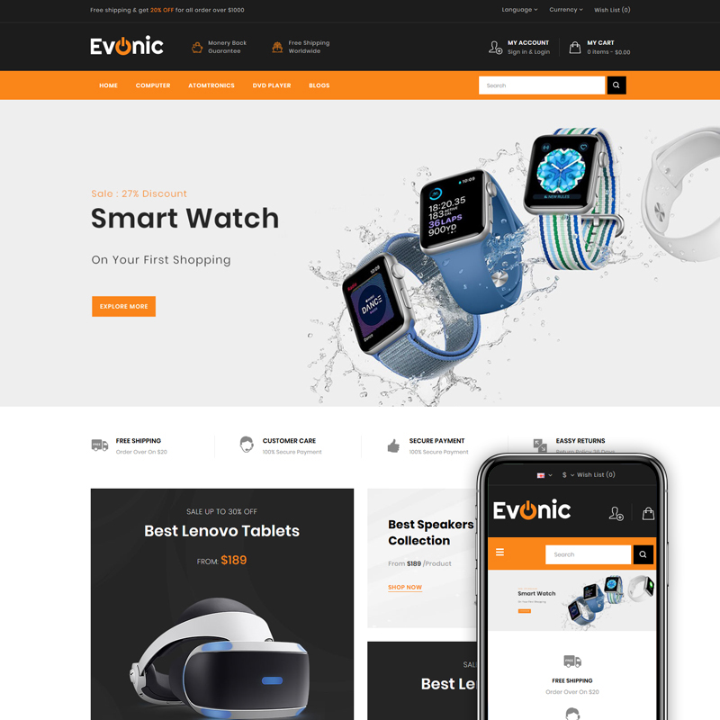 OpenCart шаблон Evonic - Multipurpose Shop