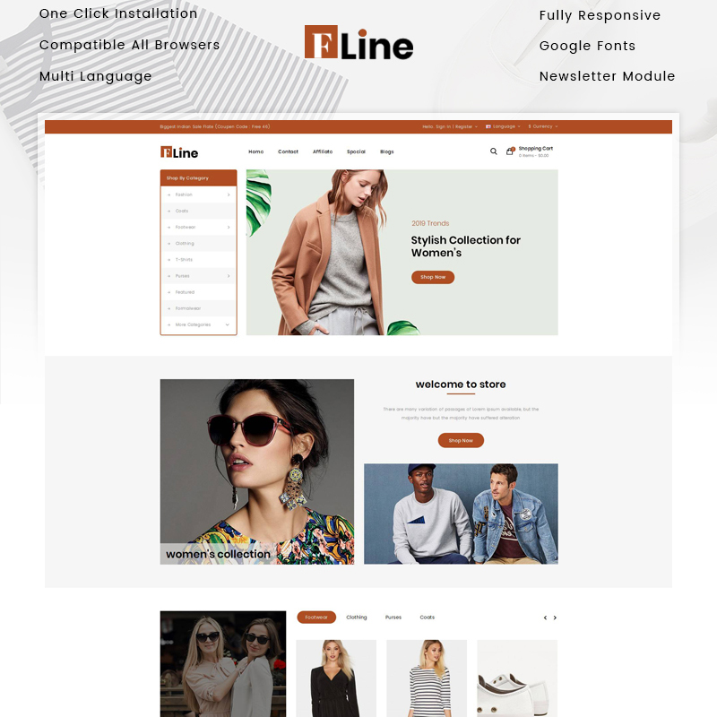 OpenCart шаблон FLine - Fashion Store